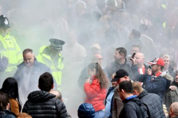 Sunderland v Portsmouth flares in the Sunderland fans