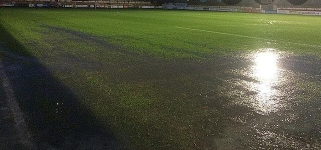 Waterlogged pitch at Accrington Stanley V SAFC