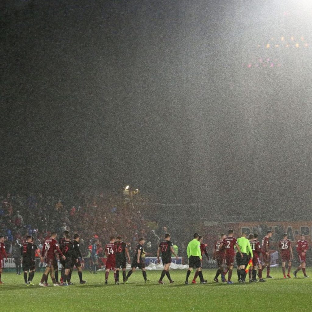 Accrington Stanley v Sunderland match cancelled due to a water logged pitch