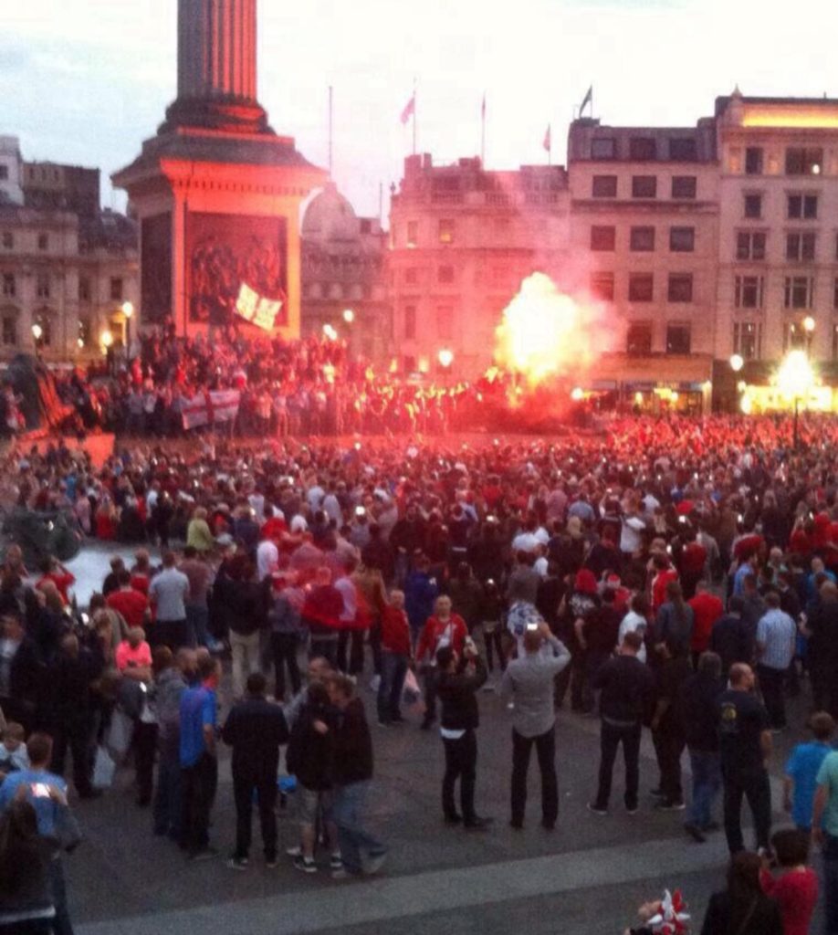 Sunderland fans in Trafalgar Square