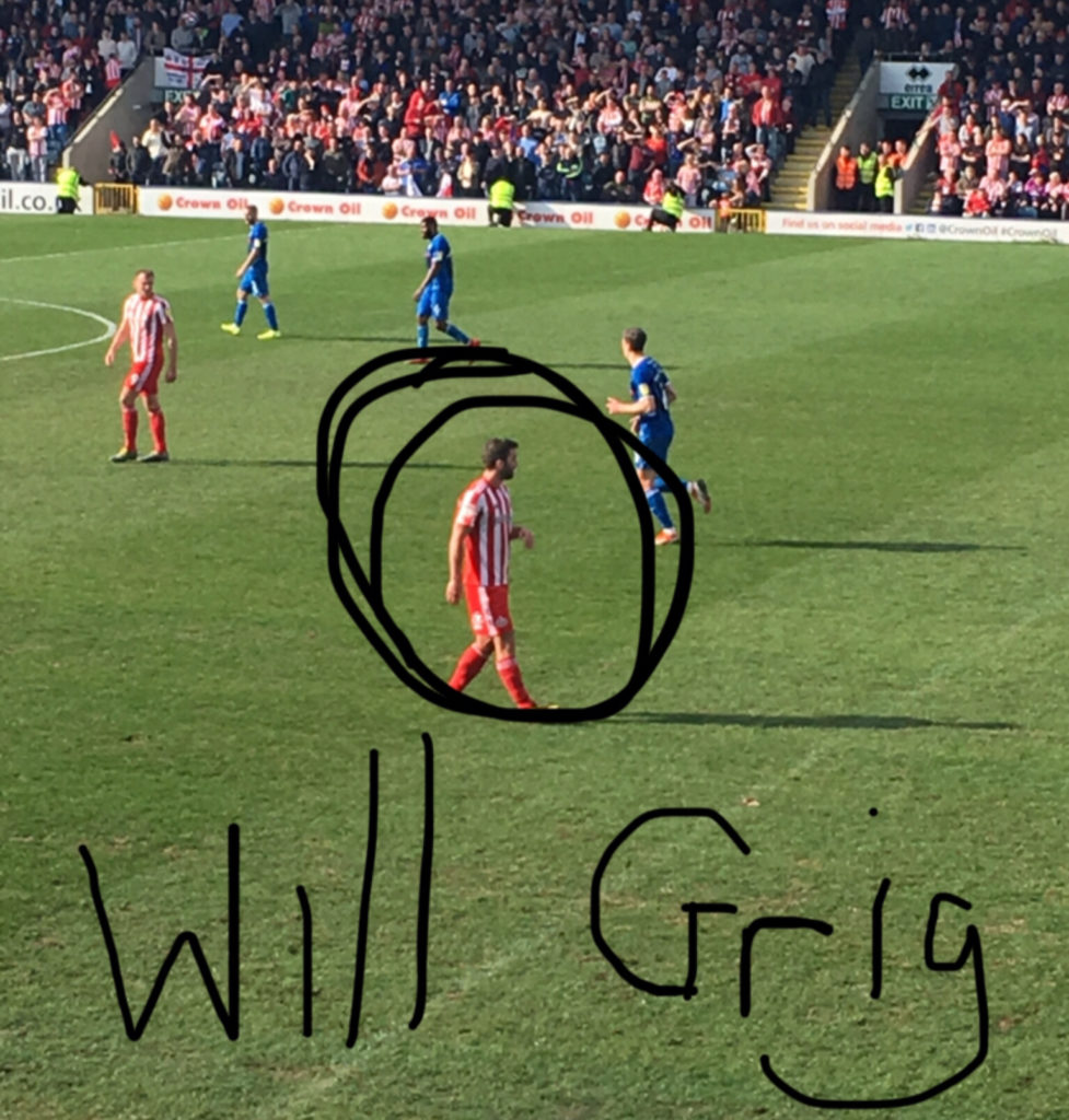 Will Grigg (circled) playing for Sunderland at Rochdale