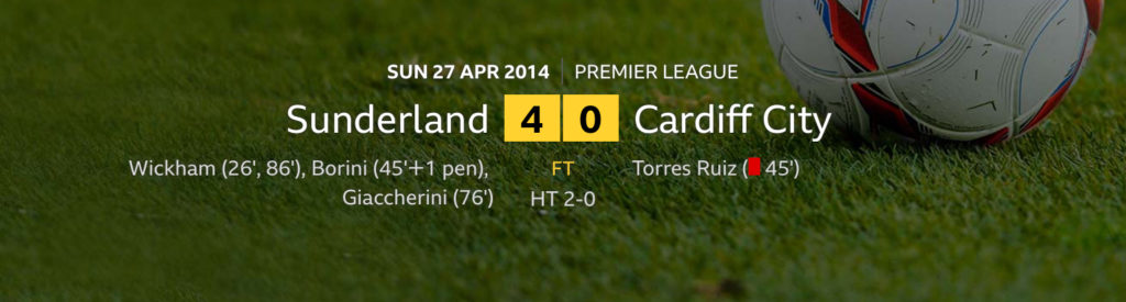Sunderland 4 Cardiff 0